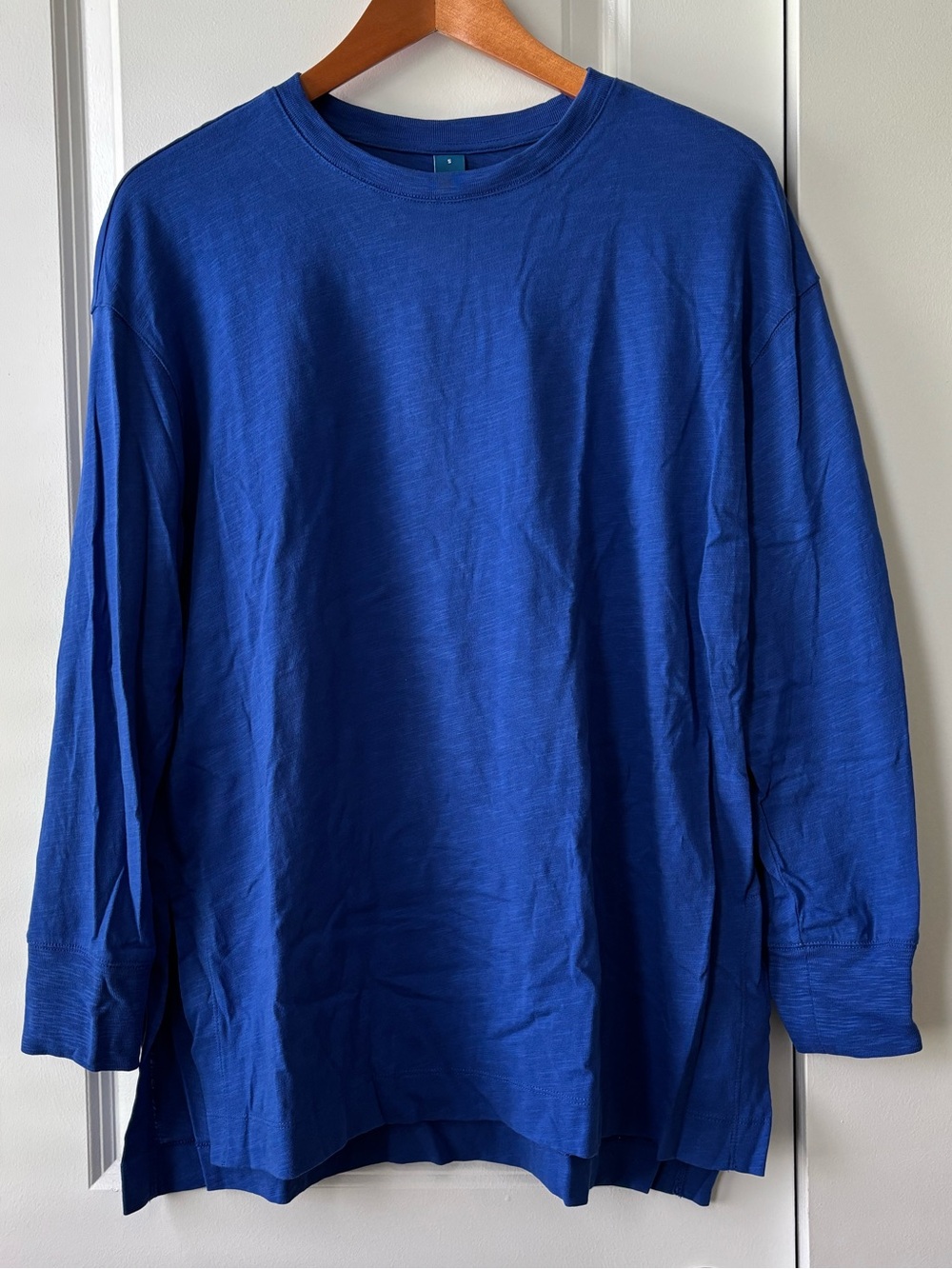 Old Navy Royal Blue 3/4 Sleeve Tunic Tee Side Slits 100% Cotton